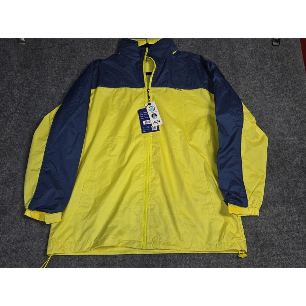 Men’s Uzzi Hooded Windbreaker Jacket Water Resistant Yellow & Blue Size M, New
